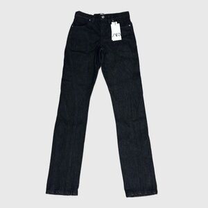 NWT Zara Women’s The Paneled Slim Straight Leg Jeans High Rise Black Sz 2